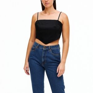 Sun-deh Aritzia Womens Black Tie Back Satin Crop Top Size Xs Streetwear Boho